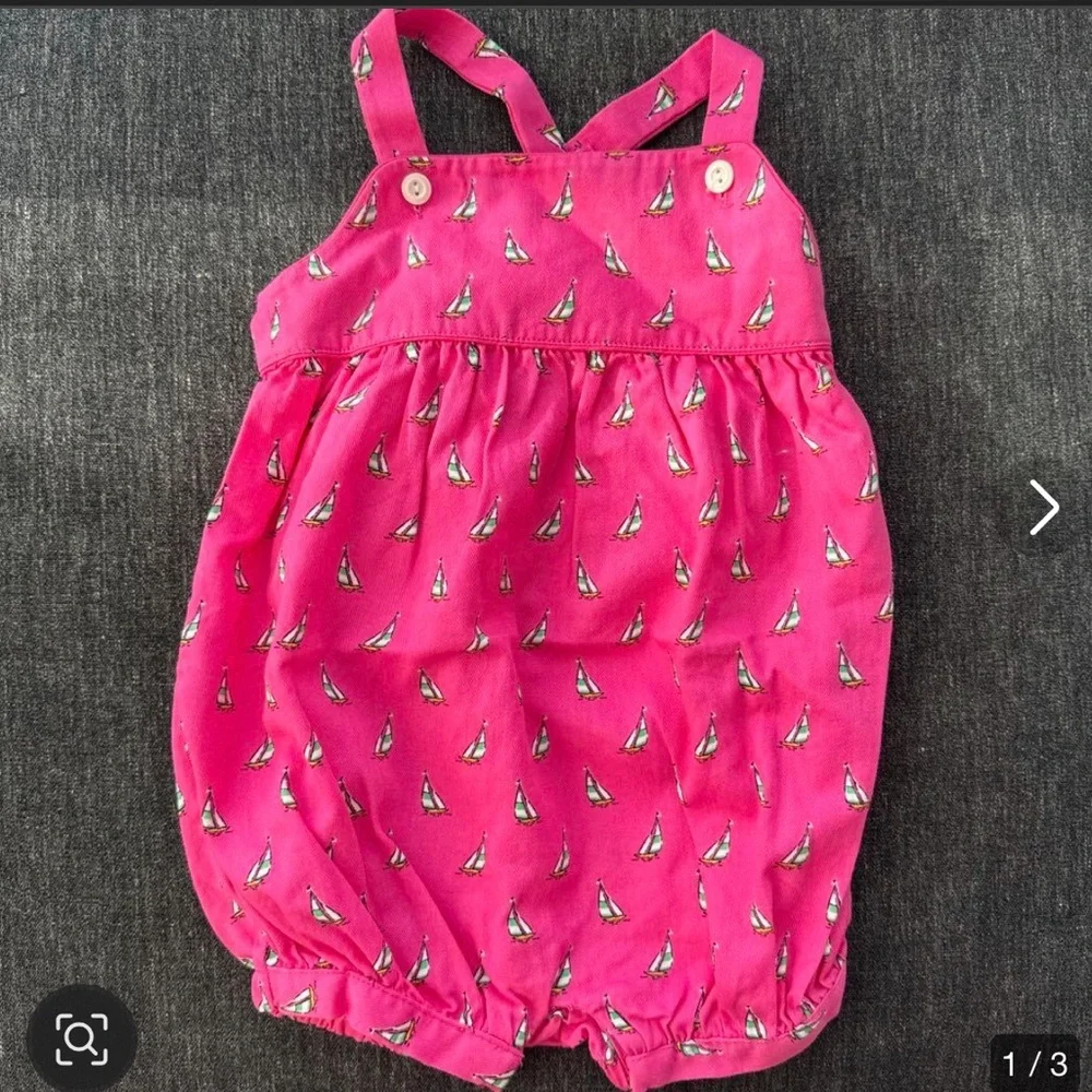 Vintage Ralph Lauren Pink Sailboat Bubble Romper 6 Months Jumpsuit
